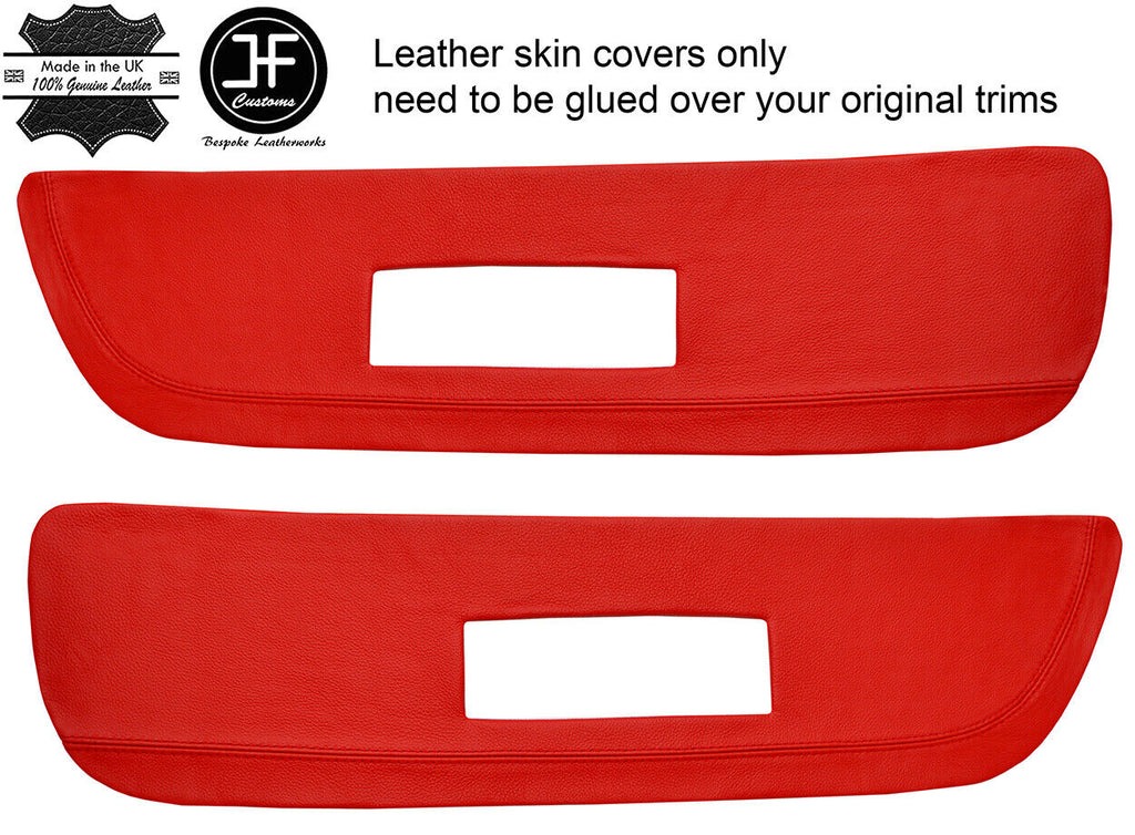 RED LEATHER 2X FRONT DOOR CARD TRIM INSERT COVERS FITS SAAB 900 CLASSIC 78-93