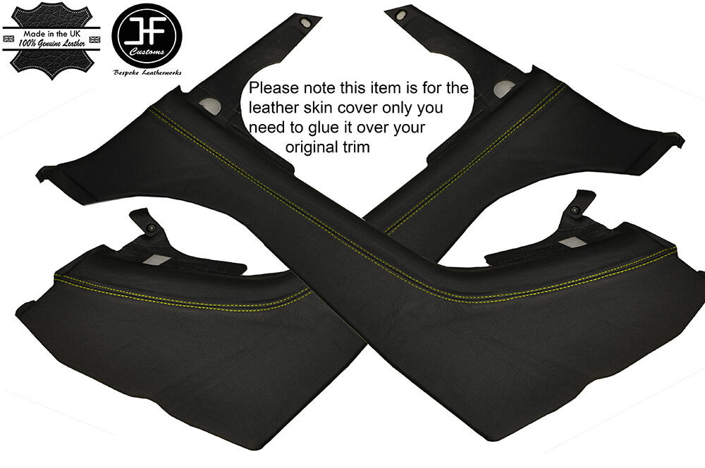YELLOW STICH 2X REAR QUARTER PANEL LEATHER COVERS FITS BMW E46 CONVERTIBLE