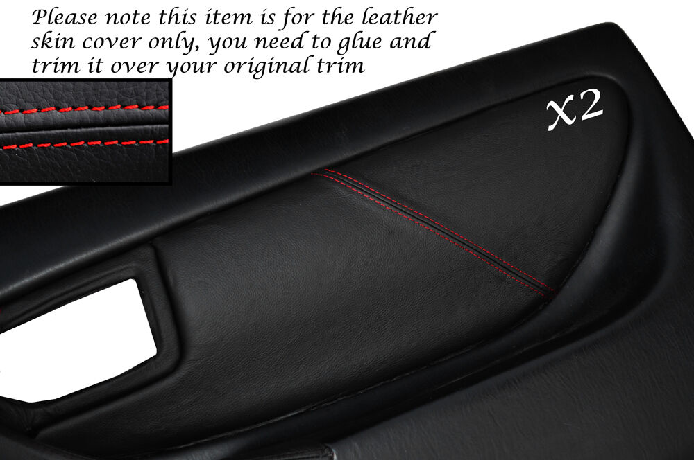 RED STITCH 2X FRONT DOOR CARDS LEATHER COVERS FITS TOYOTA CELICA MK6 94-98