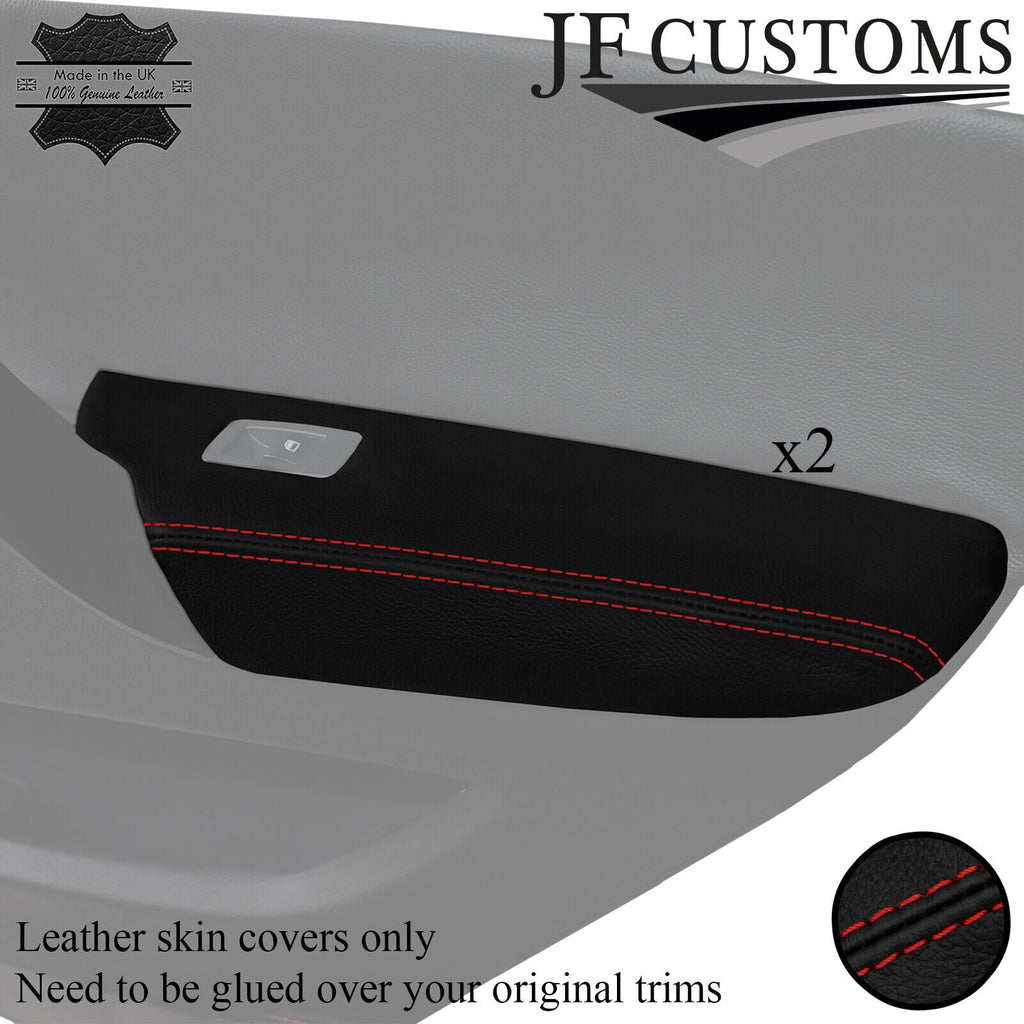 DARK RED STITCH 2X REAR DOOR ARMREST LEATHER COVERS FOR BMW X6 E71 E72 2007-2014