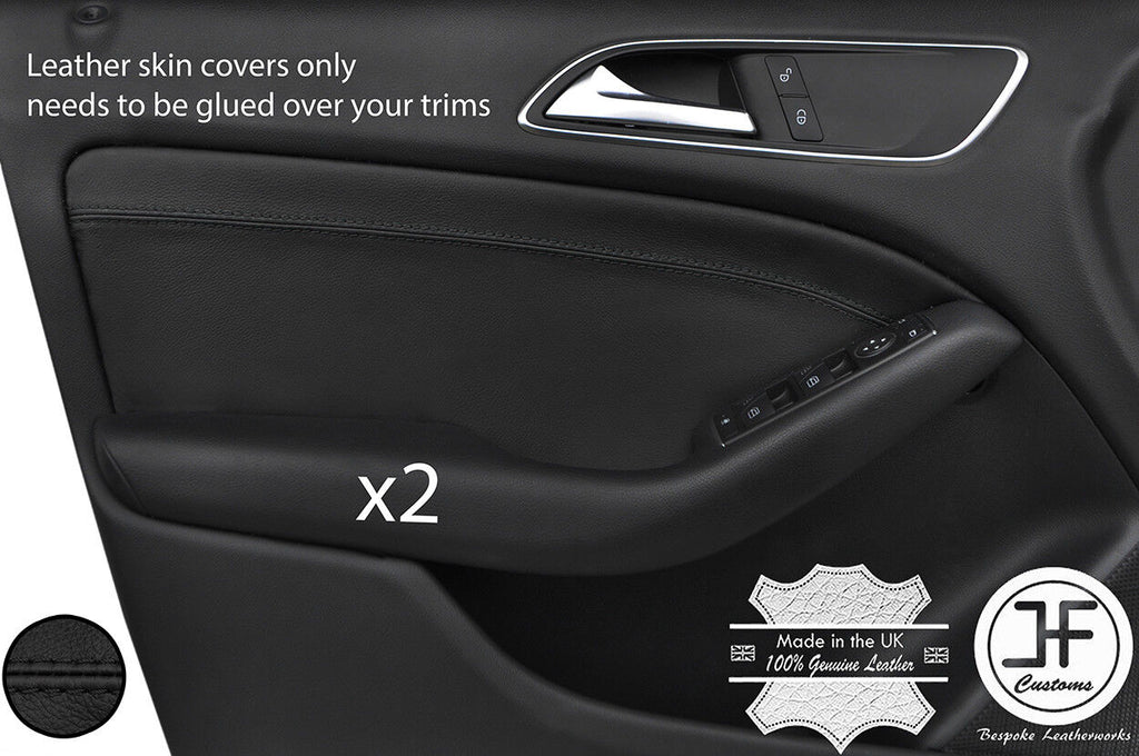 BLACK STITCH 2X FRONT DOOR CARD LEATHER COVERS FITS MERCEDES B CLASS W246 12-17