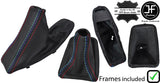 BLACK & TRI STITCH AUTO LEATHER GAITER SET+PLASTIC FRAME FOR BMW E90 E91 E92 E93