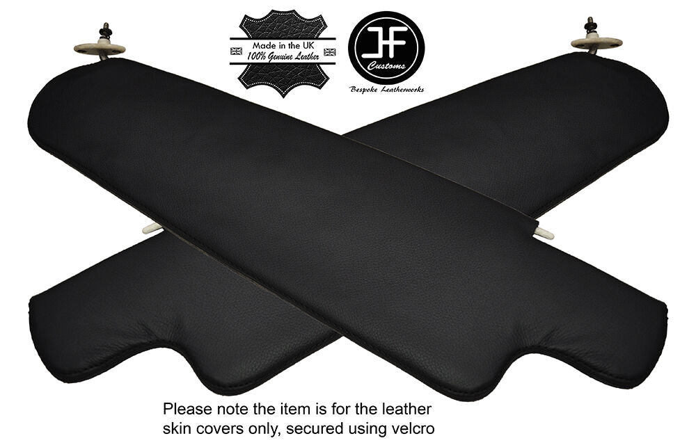 BLACK STITCH 2X SUN VISORS LEATHER COVERS FITS VW TYPE 2 BAY WINDOW VAN 68-79
