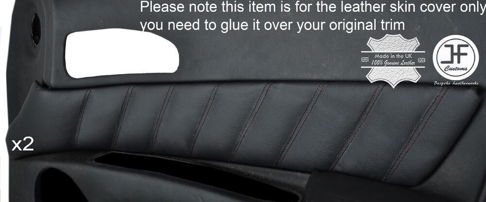 BLACK STITCH 2X FRONT DOOR CARD TRIM LEATHER COVERS FITS ALFA ROMEO 166 98-07