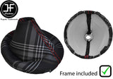 RED STITCH TARTAN FABRIC GEAR GAITER+PLASTIC FRAME FOR VW T5 TRANSPORTER 3T