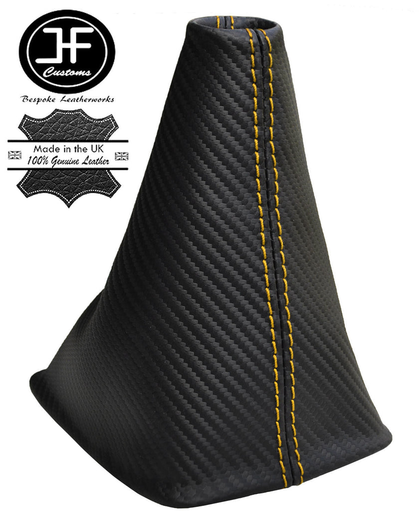 YELLOW STITCH CARBON VINYL GEAR FITS SEAT LEON MK2 FR CUPRA TOLEDO MK3 ALTEA XL