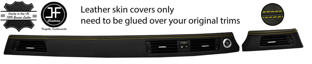 YELLOW STITCH DASH DASHBOARD VENT TRIM LEATHER COVERS FOR BMW 3 E90 E91 E92 E93