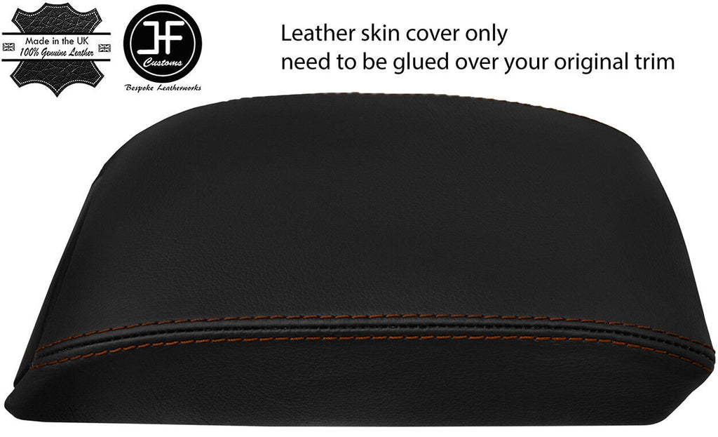 BROWN STITCH REAL LEATHER ARMREST LID COVER FITS SKODA OCTAVIA MK3 2013-2018