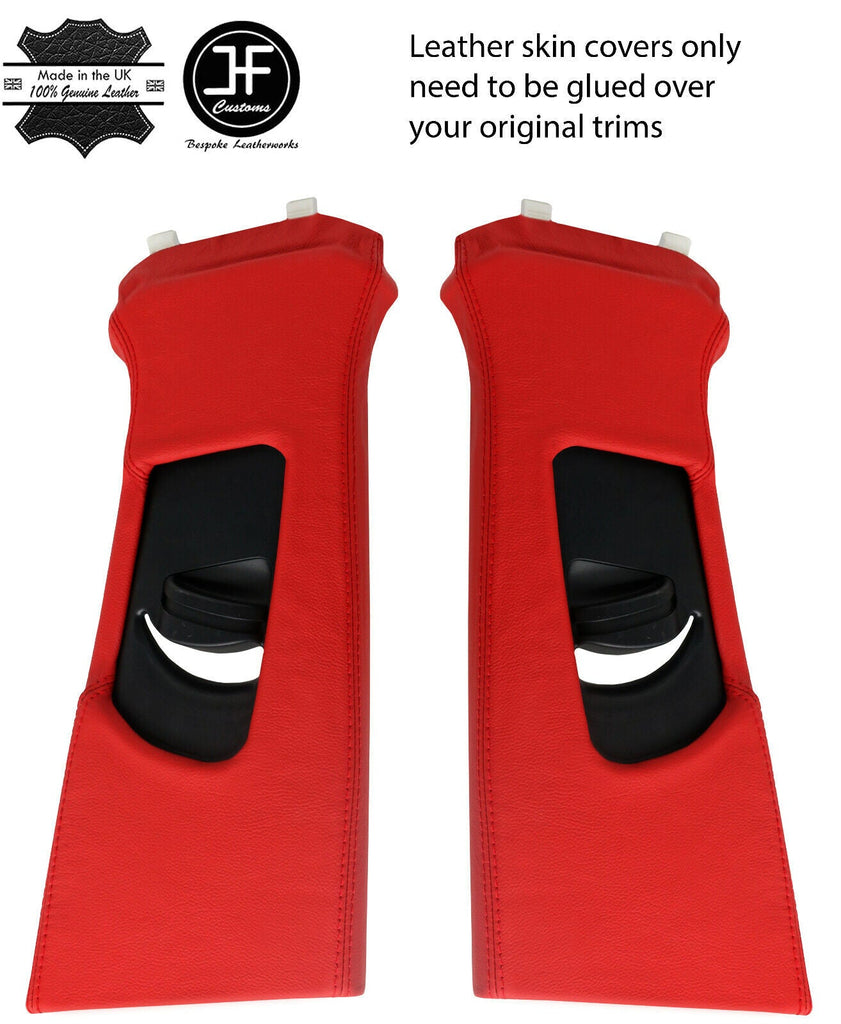 RED  REAL TOP GRAIN LEATHER 2X UPPER B PILLAR COVERS FITS AUDI Q5 2008-2015