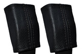 BLACK STITCH FITS JAGUAR XJ40 XJ6 86-94 2X FRONT SEAT BELT STALK LEATHER COVERS