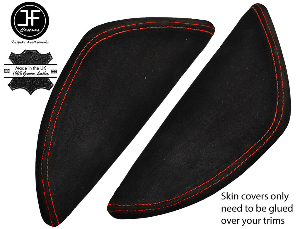 RED STITCH 2X  DASH END SIDE TRIM SUEDE COVERS FITS VW T5 TRANSPORTER 03-11