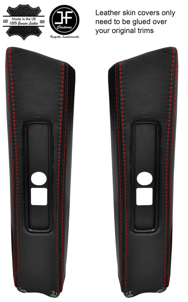 RED STITCH 2X B PILLAR LEATHER COVERS FOR PORSCHE CARRERA 996 COUPE 1997-2005