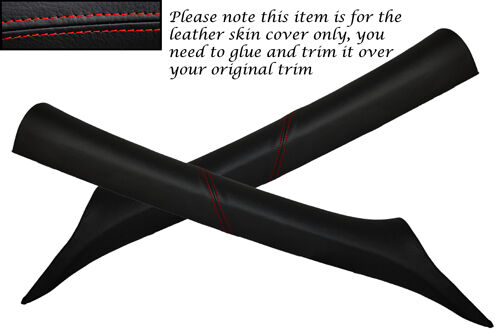 RED STITCH 2X WINDSCREEN A PILLAR LEATHER SKIN COVERS FITS AUDI A4 B5 95-01