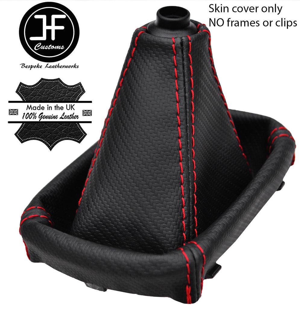 RED STITCH CARBON FIBER VINYL MANUAL GEAR GAITER FOR AUDI A4 B5 1995-2000