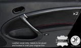 RED STITCH 2X FRONT DOOR CARD TRIM LEATHER COVERS FITS SAAB 95 9-5 2006-2009