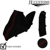 RED STITCH SUEDE HANDBRAKE GAITER + PLASTIC FRAME FOR BMW 1 F20 F21 2011-2018