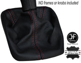 RED STITCHING MANUAL LEATHER GEAR GAITER FITS SKODA OCTAVIA MK2 2009-2013