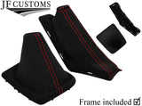 RED  STITCH LUXE SUEDE GEAR+HANDBRAKE+PLASTIC FRAMES FOR FORD FOCUS MK2 08-11
