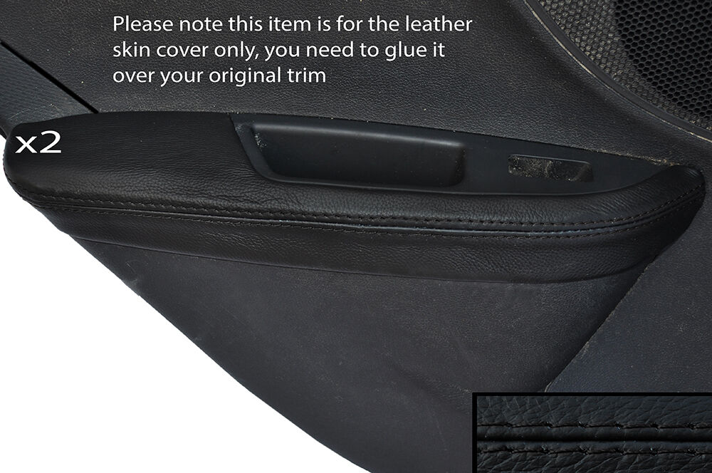 BLACK STITCH 2X REAR DOOR ARMREST SKIN COVER FITS HYUNDAI VELOSTER 11-15 5 DOOR