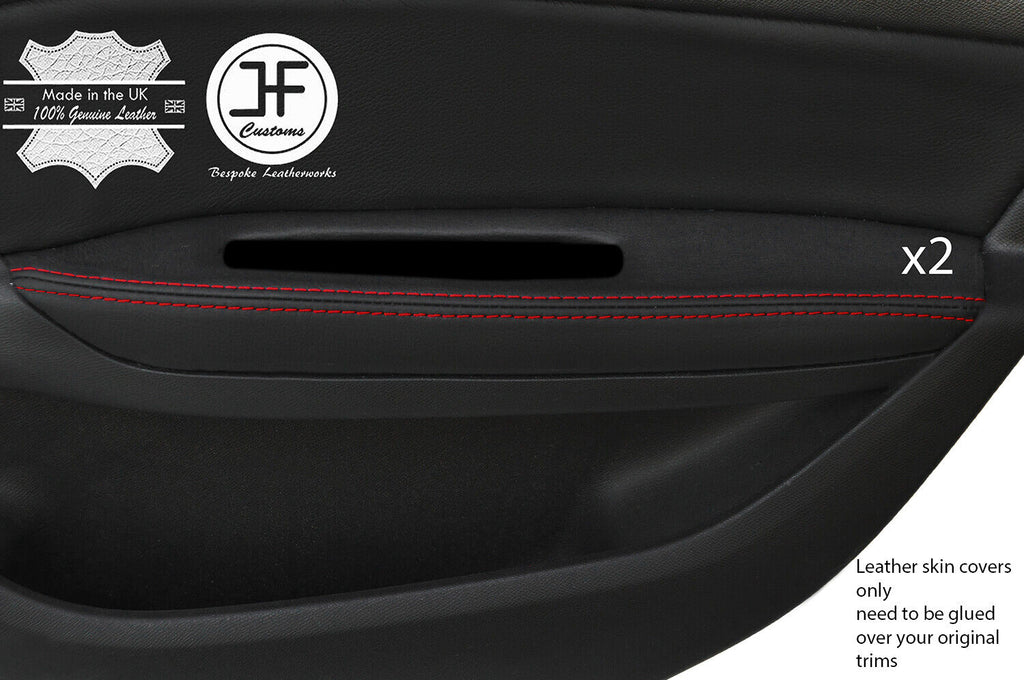 RED STITCH 2X REAR DOOR ARMREST LEATHER COVER FOR PEUGEOT 308 14-18 5 DOOR