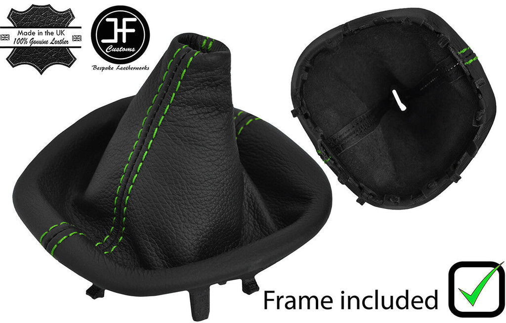 GREEN STITCH LEATHER GEAR GAITER+PLASTIC FRAME FITS VAUXHALL OPEL VIVARO 15-18