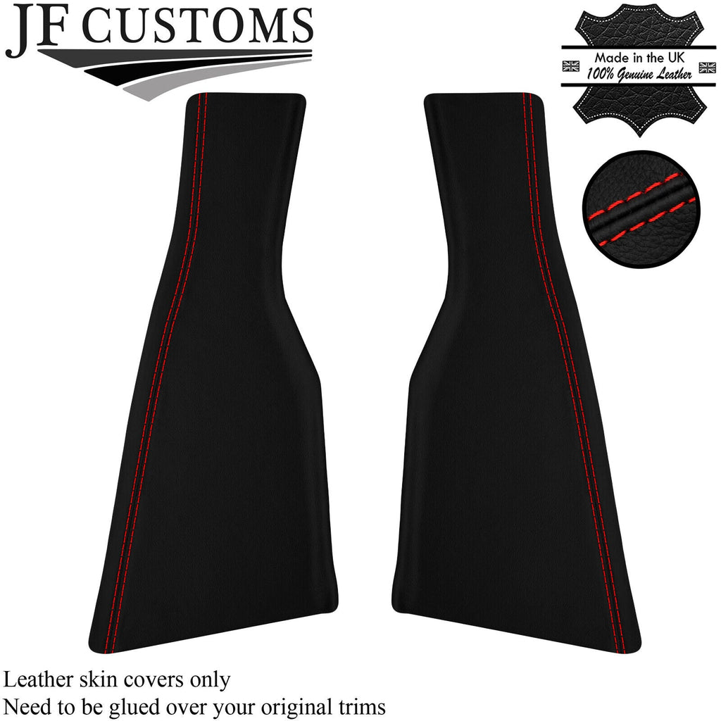 RED STITCH 2X LOWER C PILLAR POST REAL LEATHER COVERS FITS VW AMAROK 10-20