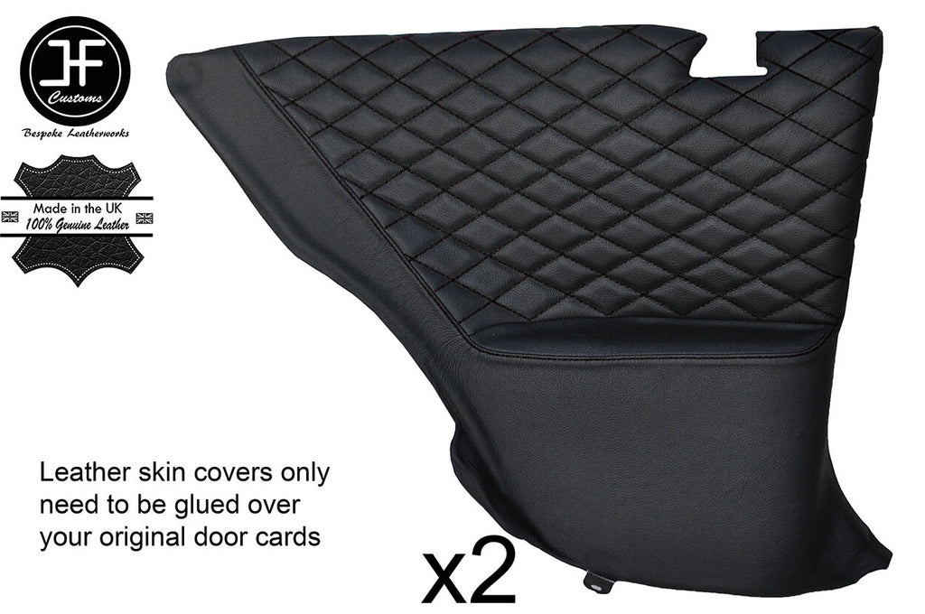 BLACK DIAMOND STITCH 2X REAR DOOR CARD LTHR COVER FOR TOYOTA LEXUS SOARER 90-00