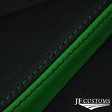 BLACK & GREEN REAL LEATHER ARMREST LID COVER FITS 370Z Z34 09-2017 STYLE 2