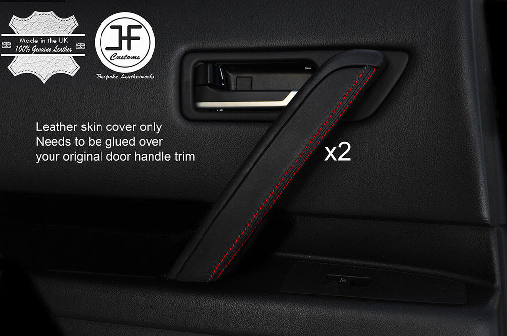 RED STITCH 2X REAR DOOR HANDLE TRIM LTHR COVERS FOR INFINITI FX35 FX45 03-08