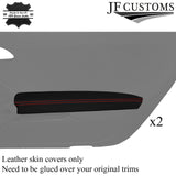 RED STITCH NAPPA LEATHER 2X FRONT DOOR ARMREST COVER FOR CARRERA 991 11-16