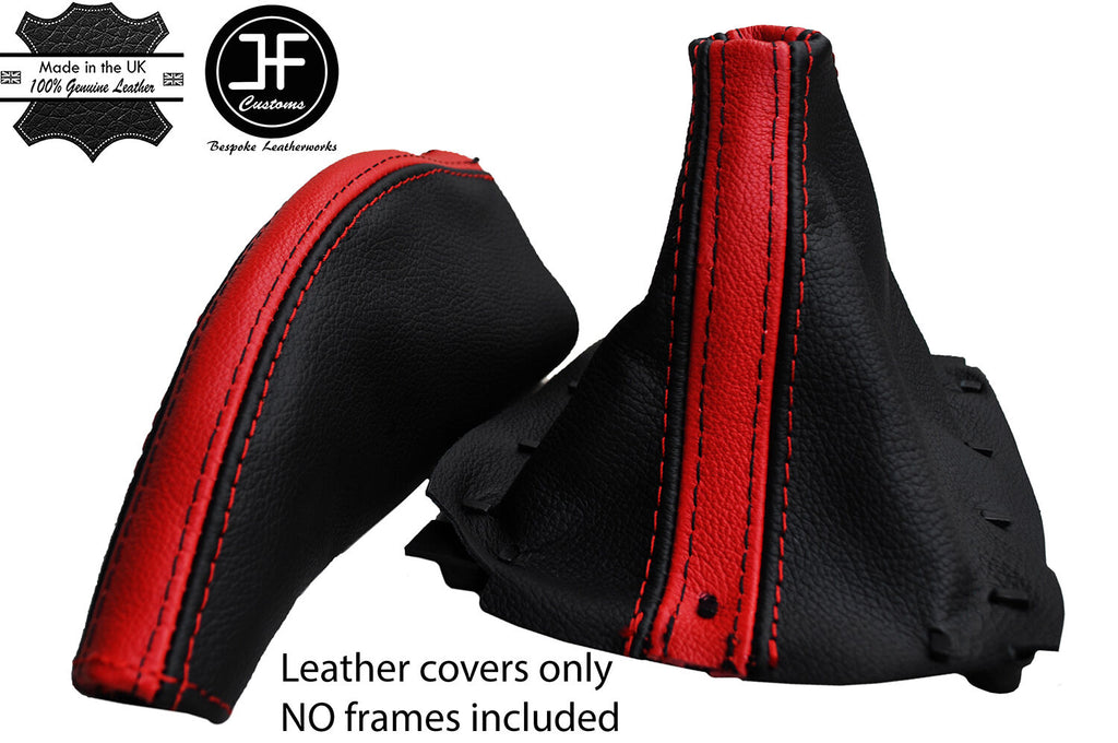 RED STRIPE & BLACK LEATHER GEAR HANDBRAKE GAITER FITS MAZDA MX5 MK1 89-97