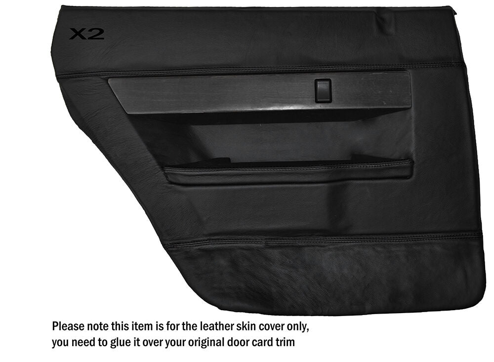 BLACK STITCH 2X REAR FULL DOOR CARDS LEATHER SKIN COVERS FITS ROVER SD1
