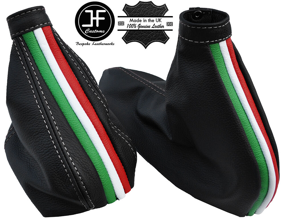 WHITE STITCH ITALIAN FLAG GEAR & HANDBRAKE FITS ALFA ROMEO GIULIETTA 2010-2016