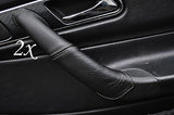 GREY STITCHING FITS MERCEDES SLK R170 1996-2003 2X DOOR HANDLE LEATHER COVERS