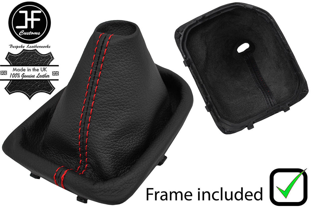RED STITCH LEATHER MANUAL GEAR GAITER+PLASTIC FRAME FOR HYUNDAI TUCSON 15-18