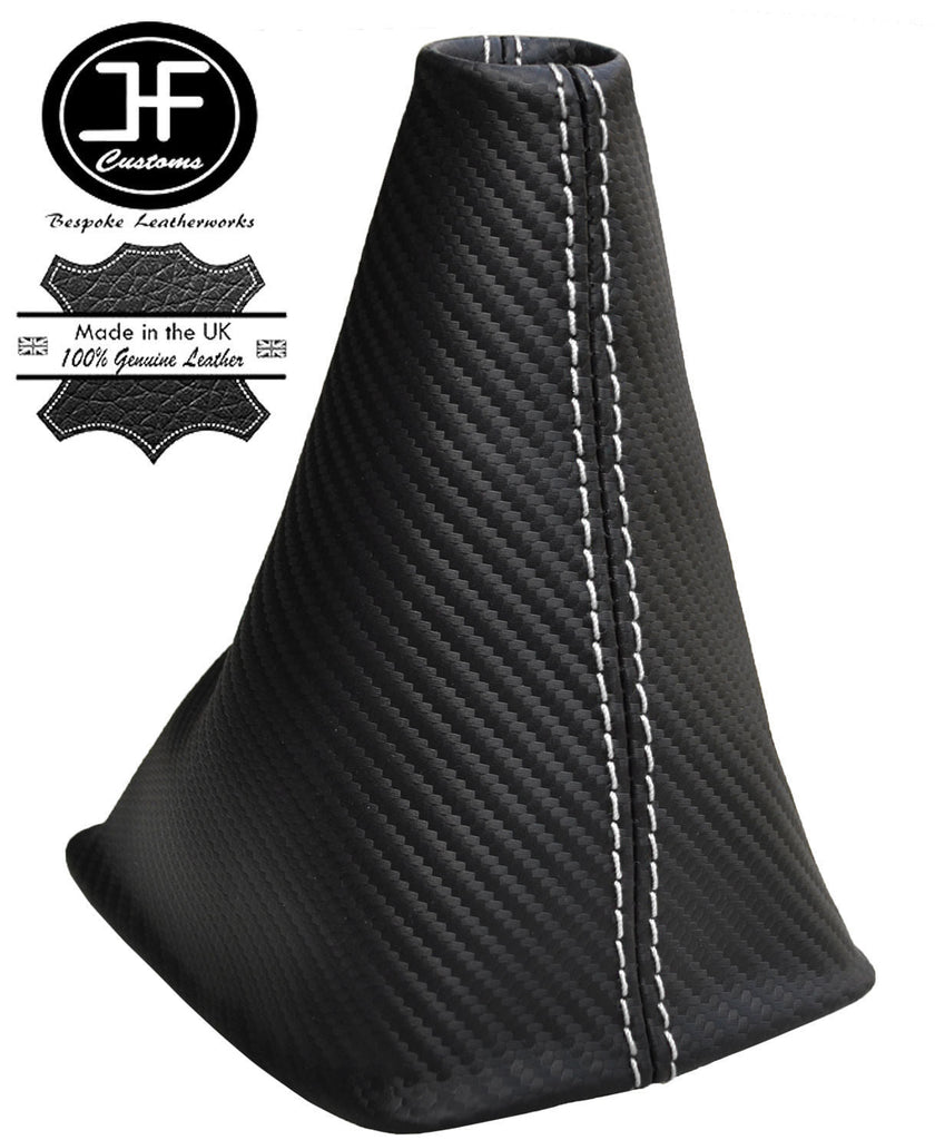 WHITE STITCH CARBON VINYL GEAR FITS SEAT LEON MK2 FR CUPRA TOLEDO MK3 ALTEA XL