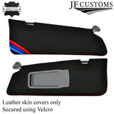 RED STITCH TRI STRIPE 2X SUN VISOR LEATHER COVERS FITS BMW E91 E92 05-13