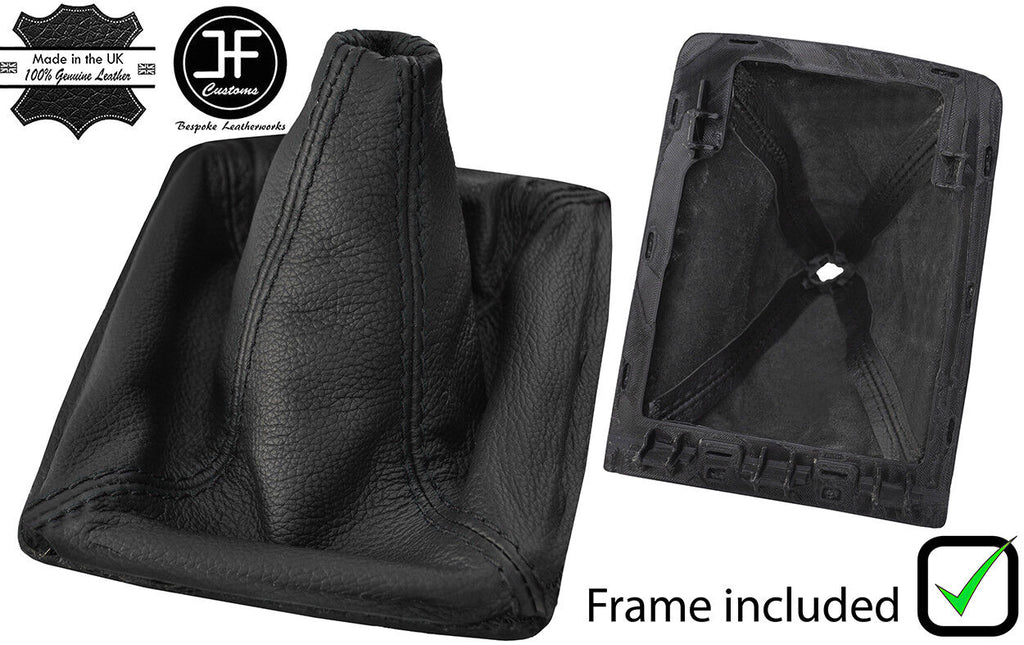 BLACK STITCH LEATHER GEAR GAITER WITH PLASTIC FRAME FITS JAGUAR XE 2015-2018