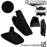 BLACK PERFORATED LEATHER GEAR HANDBRAKE GAITERS + FRAMES FOR BMW  F20 F21 11-17