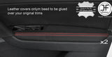 RED STITCH 2X FRONT DOOR ARMREST LEATHER COVERS FITS VW TOURAN 5T 2015-2017