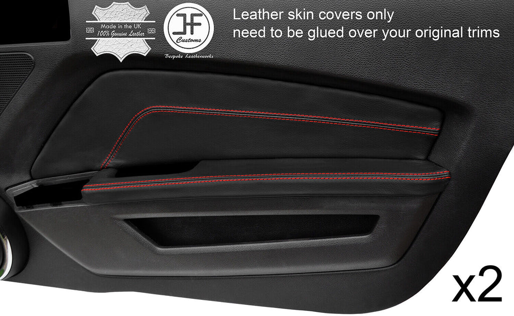 RED STITCH 2X DOOR CARD TRIM & DOOR ARMREST COVERS FOR MUSTANG 10-14 STYLE 2