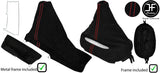 RED STITCH SUEDE AUTO GAITER SET+PLASTIC & METAL FRAME FOR CORVETTE C5 97-04