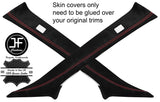 RED STITCH 2X A PILLAR REAL SUEDE COVERS FITS RANGE ROVER EVOQUE 2011-2018