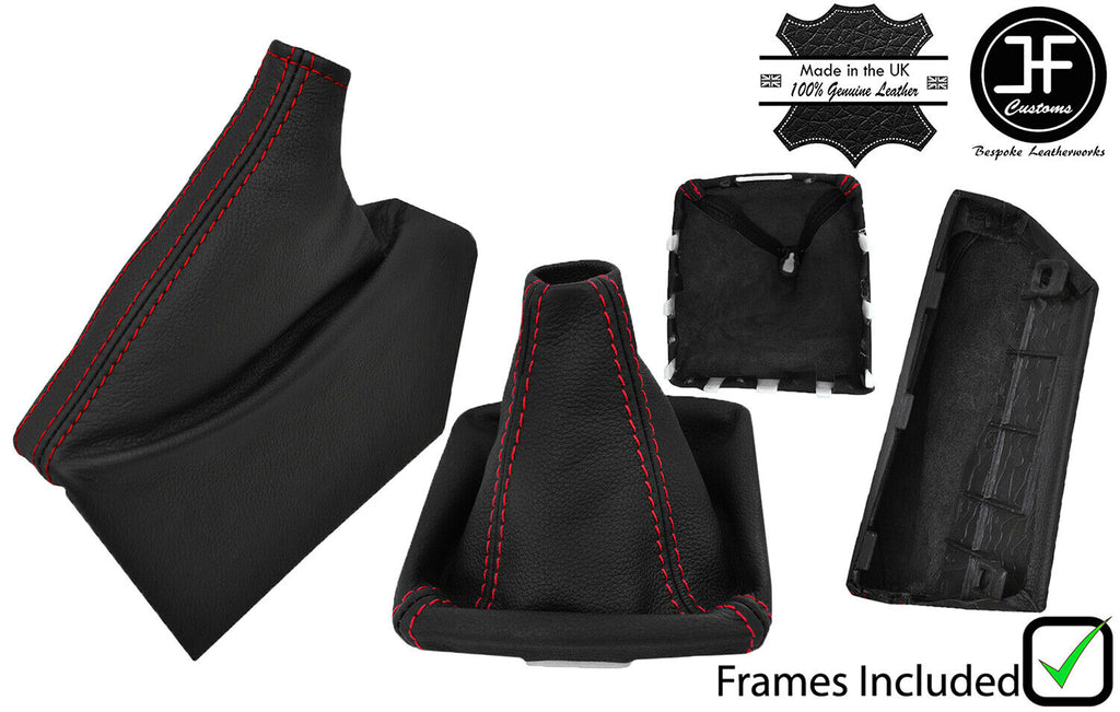 RED STITCH LTHR GEAR+HANDBRAKE GAITER+FRAME FOR SUBARU IMPREZA WRX STI 08-14