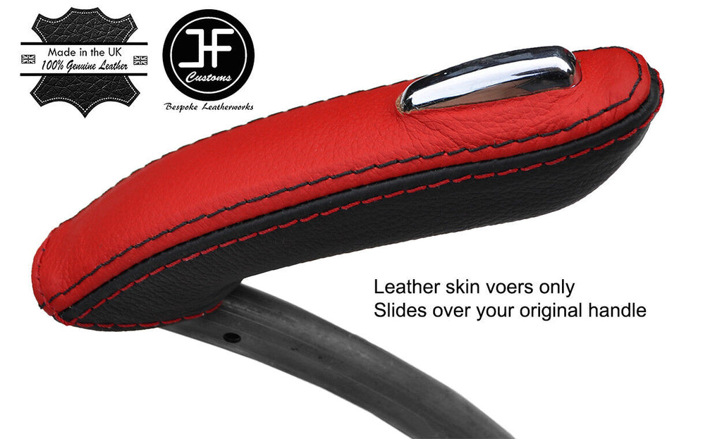 BLACK & RED REAL LEATHER HANDBRAKE HANDLE COVER FOR VAUXHALL OPEL MOKKA 12-18