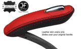 BLACK & RED REAL LEATHER HANDBRAKE HANDLE COVER FOR VAUXHALL OPEL MOKKA 12-18