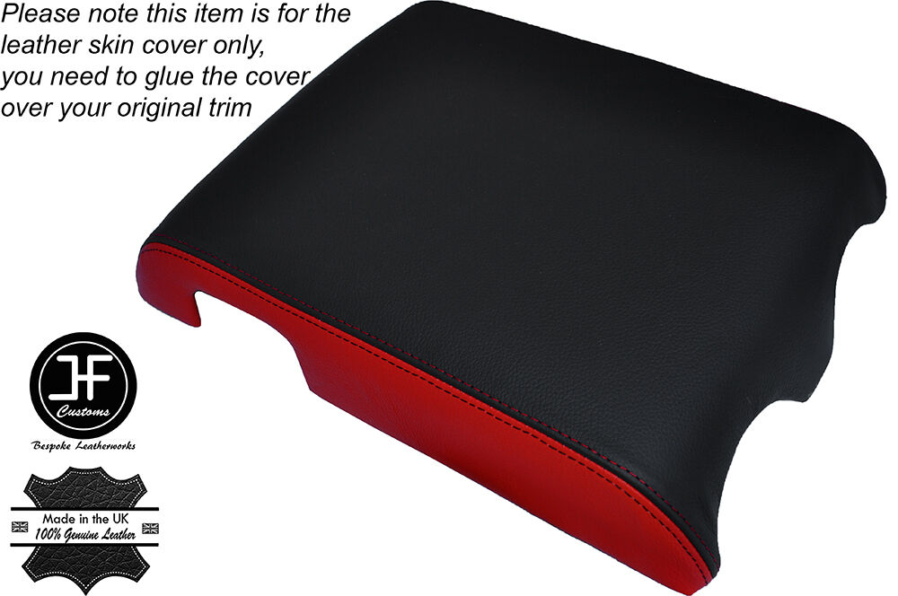 BLACK & RED ARMREST LID LEATHER SKIN COVER FITS HUMMER H2 2005-2007 CUSTOM NEW