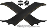 YELLOW STITCH 2X A PILLAR LEATHER COVERS FITS BMW MINI COOPER R50 R53 01-06