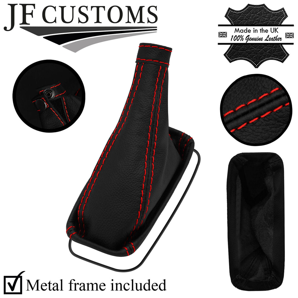 RED STITCH LEATHER HANDBRAKE GAITER +METAL FRAME FITS NISSAN LAUREL C34 93-97