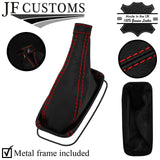 RED STITCH LEATHER HANDBRAKE GAITER +METAL FRAME FITS NISSAN LAUREL C34 93-97